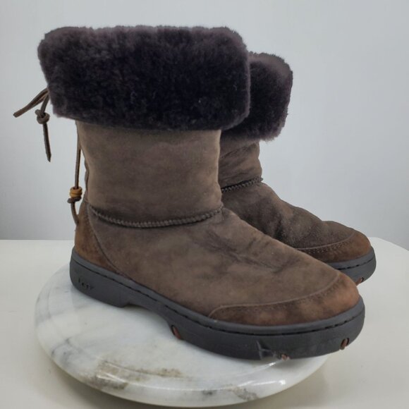 Ugg Australia Ultimate Bind Women's Brown Suede Winter Warm Lined Boots Size 9 - Picture 1 of 13